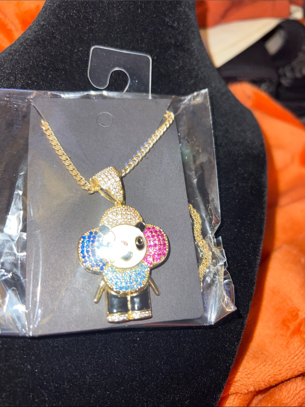 Gold Multicolor Pavé Pendant Necklace
